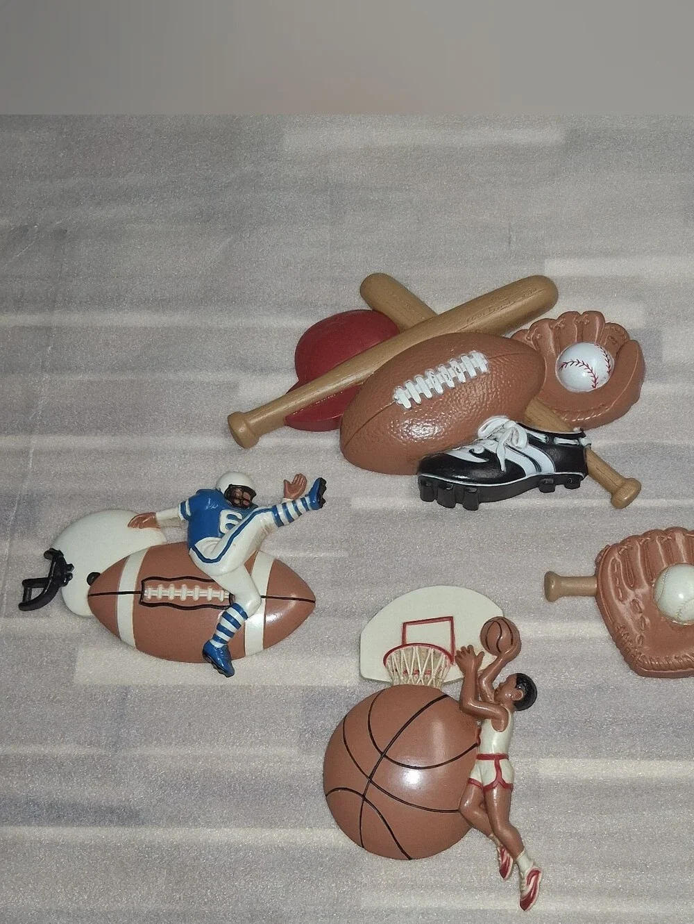 Vintage Burwood Sports Wall Plaques Set Basketball Baseball Football 1991 USA